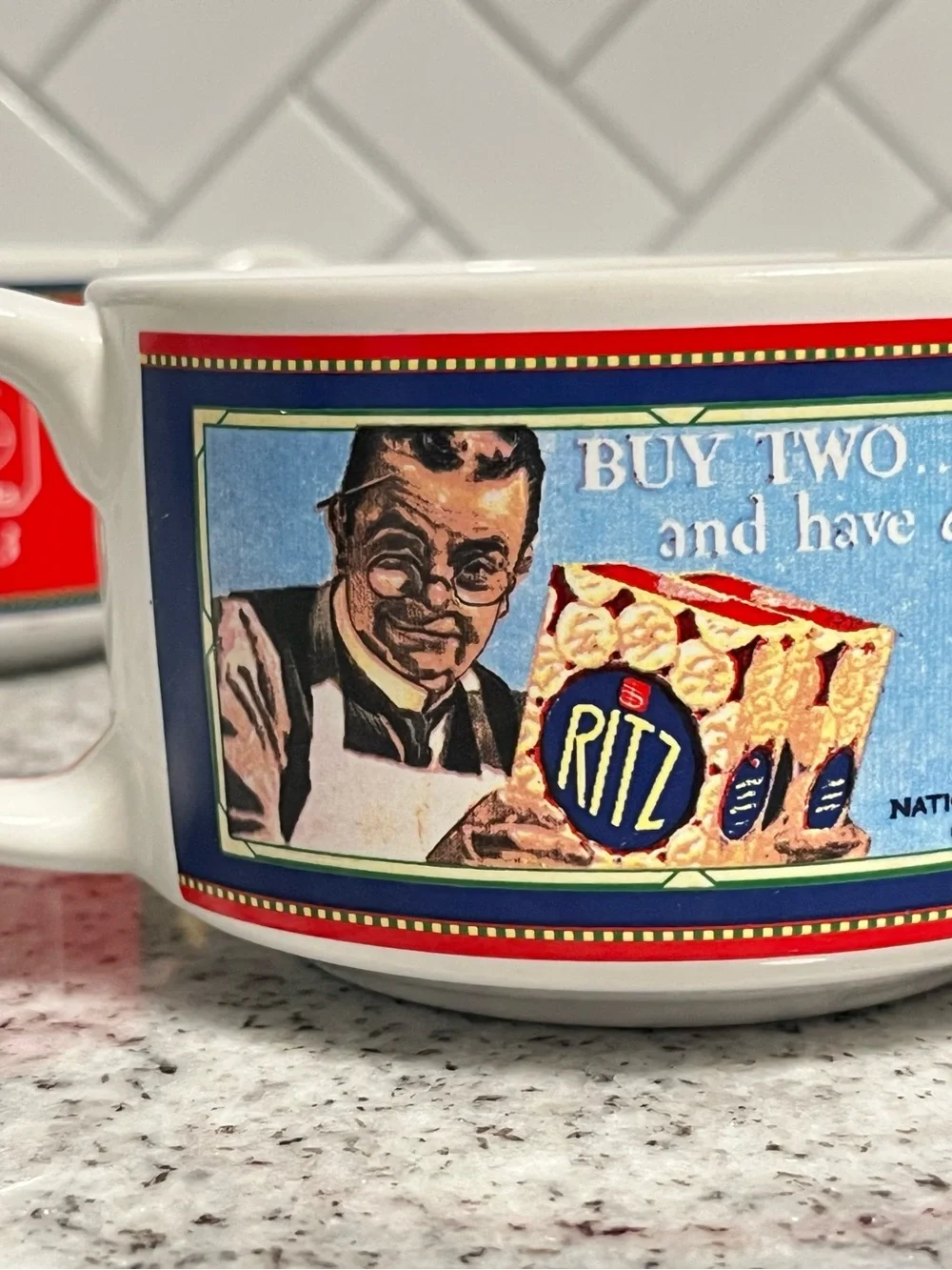 Vintage Nabisco Uneeda Biscuit & Ritz Cracker Soup Mug Set of 2 Collectible